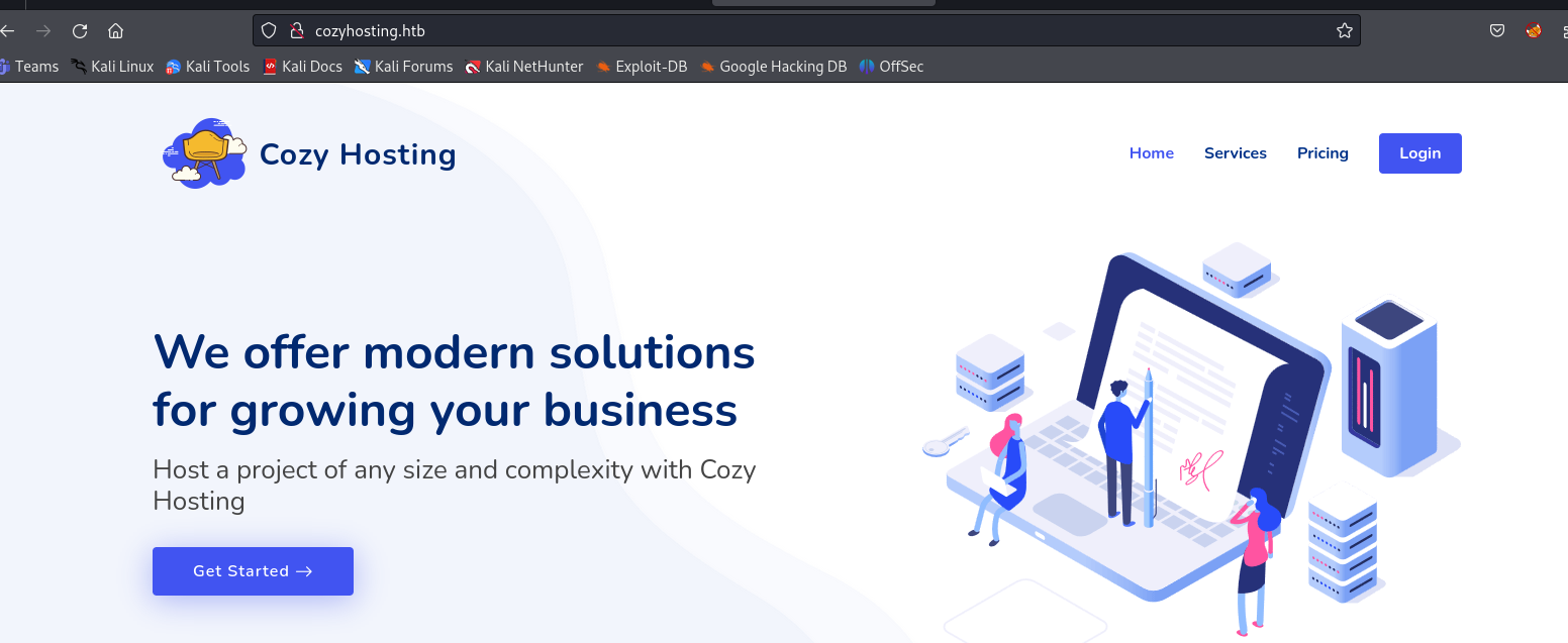 CozyHosting landing page