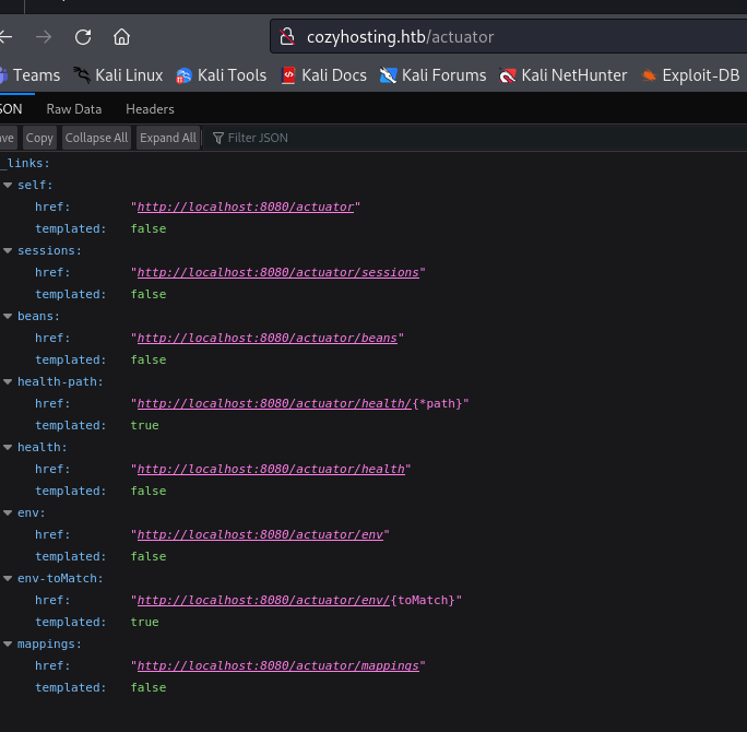 Actuator endpoint list